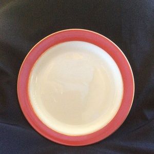 Rare Pyrex XL BIG Plate coral pink band & gold rim